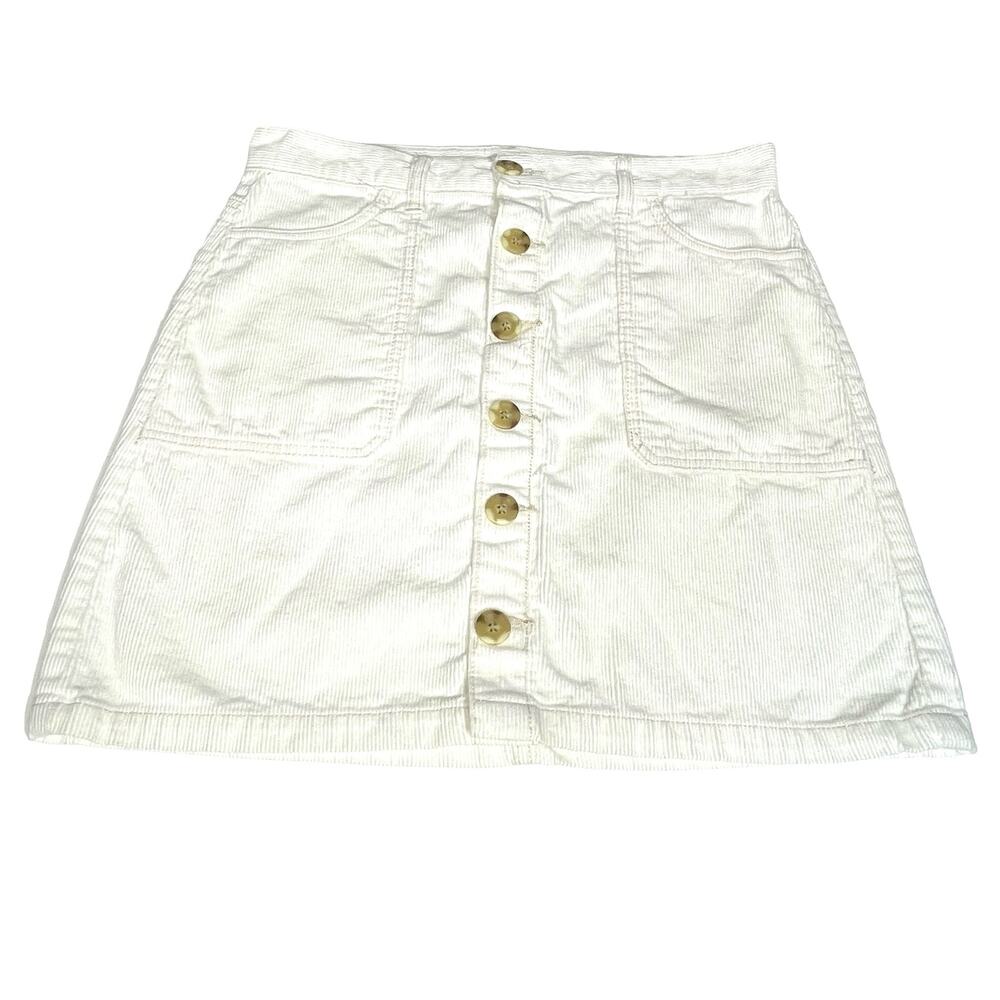 Kenzie jeans Size 6/28 Ivory Corduroy High Waist Miniskirt Button Front Pockets
